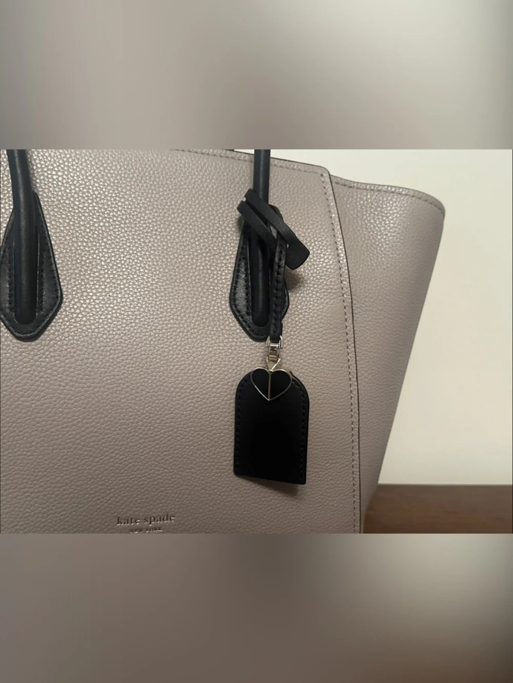 kate spade Two-Tone Pebbled Leather Tote in Dusty Rose and Black